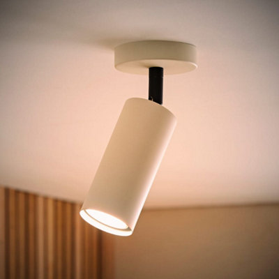 Valuelights Beige Taylor Matte Tube Single Adjustable Ceiling Spotlight And Bulb