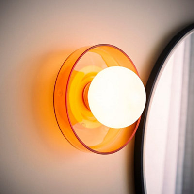 Valuelights Newbury Amber Glass Ip44 Flush Wall Light And Bulb from B&Q