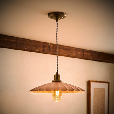 Valuelights Holborn Dusky Pink Scallop Pendant Ceiling Light And Bulb from B&Q