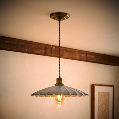 Valuelights Holborn Blue Scallop Pendant Ceiling Light And Bulb from B&Q