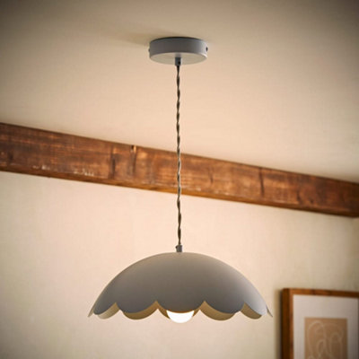 B&Q -  Millie Powder Blue Scallop Pendant Ceiling Light And Bulb
