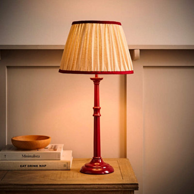 Valuelights Burgundy Clara Candlestick Table Lamp With Linen Pleated Shade And Bulb