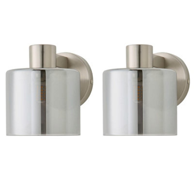 ValueLights Brushed Chrome Wall Light - Smoked Grey - 2 Pack - Image 9