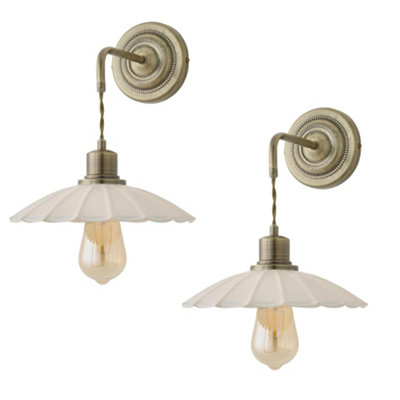 B&Q -  Holborn Pair Of Cream Scallop Adjustable Wall Lights
