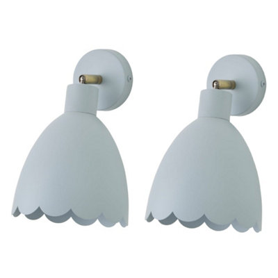 B&Q -  Millie Pair Of Powder Blue Scallop Adjustable Wall Lights