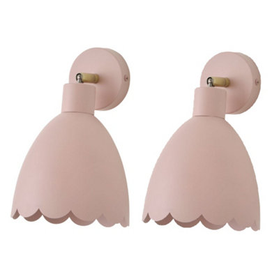 B&Q -  Millie Pair Of Rose Pink Scallop Adjustable Wall Lights