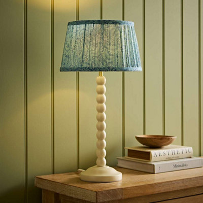 B&Q -  Bobbin Leaf Printed Pleated Shade Cream Bobble Table Lamp