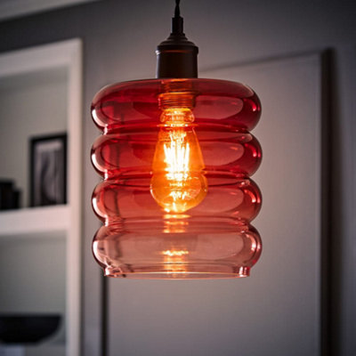 Valuelights Giselle Ombre Berry Glass Easy Fit Ceiling Light Lamp Shade With Bulb from B&Q