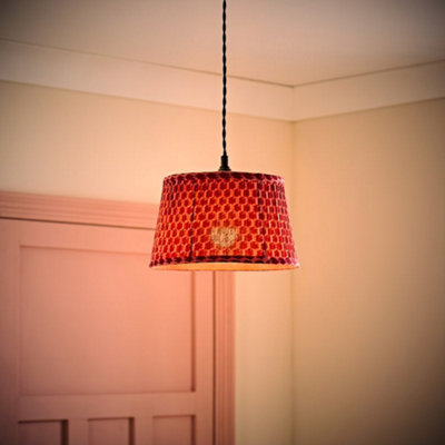 B&Q -  Malina Double Pink Small Pleated Tapered Easy Fit Lamp Shade (D) 25Cm And Bulb