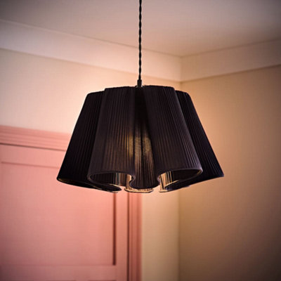B&Q -  Jemima Navy Blue Pleated Scalloped Easy Fit Lamp Shade With Bulb