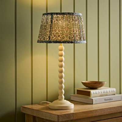 Valuelights Bobbin Floral Printed Pleated Shade Cream Bobble Table Lamp With Bulb from B&Q