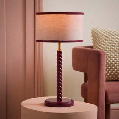 Amara Linen Shade Twist Led Table Lamp With Bulb Pink Valuelights - Image 9