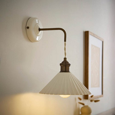 Valuelights Unisex Cream Burford White Ceramic Ribbed Adjustable Drop Wall Light With Bulb In - Image 10
