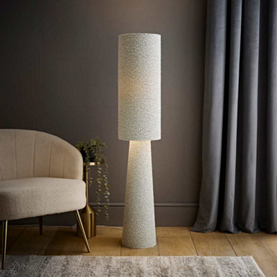 Ash Fleck Boucle Midi Led Floor Lamp With Bulb - Size: 1330 X 260 X 260Cm - Wilko Grey Valuelights - Image 11