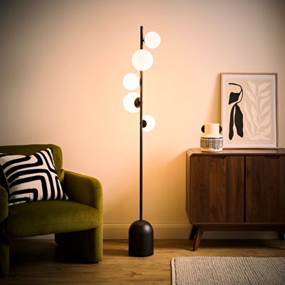 Valuelights Unisex Black Marlow Opaque Glass Globe Way Floor Lamp With Led Bulbs In Size 5 - Image 9