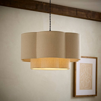 B&Q -  Nora 45Cm Natural 2 Tier Scallop Easy Fit Ceiling Lamp Shade & Bulb