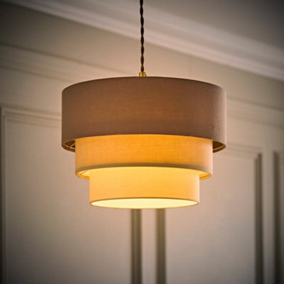 Valuelights Unisex Beige Aztec Three Tier Easy Fit Fabric Ceiling Pendant Lamp Shade With Bulb In - Image 6