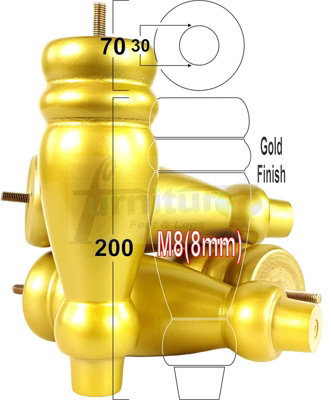 L&F Set Of 4 Turned Furniture Legs Replacement Sofa Feet 200mm Hight M8 Thread: Gold from B&Q