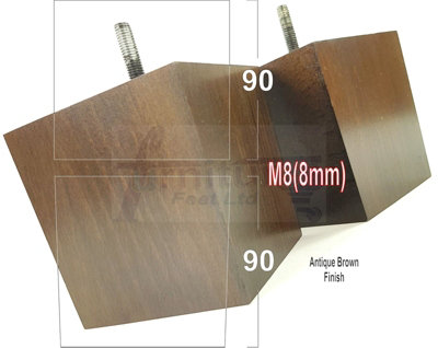 L&F 4X Solid Wooden Feet Replacement Furniture Legs 90mm Height Sofas Chairs Stools M8 Tsp2037 Antique Brown from B&Q