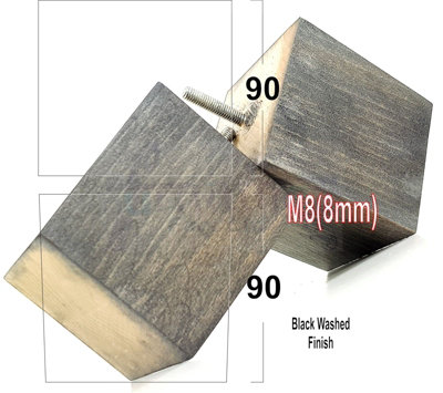 L&F 4X Solid Wooden Feet Replacement Furniture Legs 90mm Height Sofas Chairs Stools M8 Tsp2037 Black Wash from B&Q