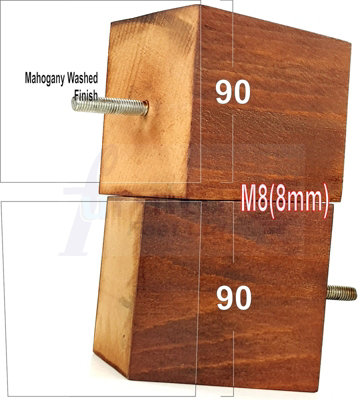 L&F 4X Solid Wooden Feet Replacement Furniture Legs 90mm Height Sofas Chairs Stools M8 Tsp2037 Mahogany Wash from B&Q