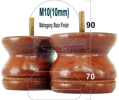 L&F Turned Wood Legs Mahogany Stain 70mm High Set Of 4 Replacement Furniture Bun Feet Settee Chairs Sofas Footstools M10 Shn215 from B&Q