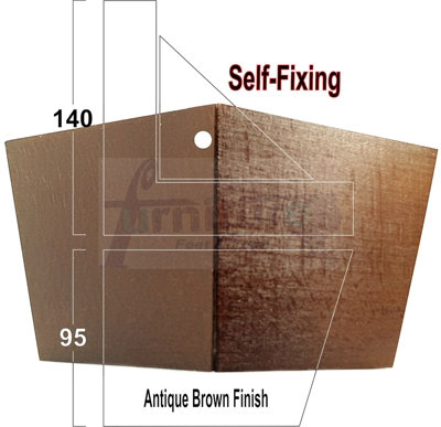 B&Q -  Antique Brown Wood Corner Feet 95mm High Replacement Furniture Sofa Legs Self Fixing Chairs Cabinets Beds Etc Pkc300