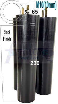 L&F Turned Wood Legs Black 230mm High Set Of 4 Replacement Furniture Bun Feet Settee Chairs Sofas Footstools M10 Pkc148 from B&Q