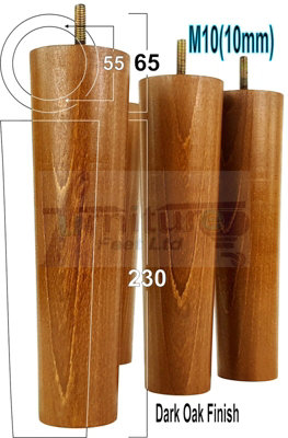 L&F Turned Wood Legs Dark Oak 230mm High Set Of 4 Replacement Furniture Bun Feet Settee Chairs Sofas Footstools M10 Pkc148 from B&Q