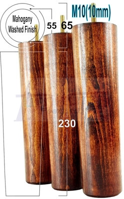 L&F Turned Wood Legs Mahogany Wash 230mm High Set Of 4 Replacement Furniture Bun Feet Settee Chairs Sofas Footstools M10 Pkc148 from B&Q