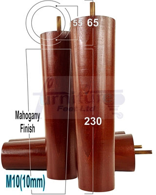 L&F Turned Wood Legs Mahogany 230mm High Set Of 4 Replacement Furniture Bun Feet Settee Chairs Sofas Footstools M10 Pkc148 from B&Q