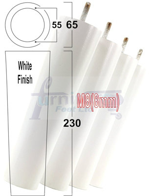 L&F Turned Wood Legs White 230mm High Set Of 4 Replacement Furniture Bun Feet Settee Chairs Sofas Footstools M8 Pkc148 from B&Q