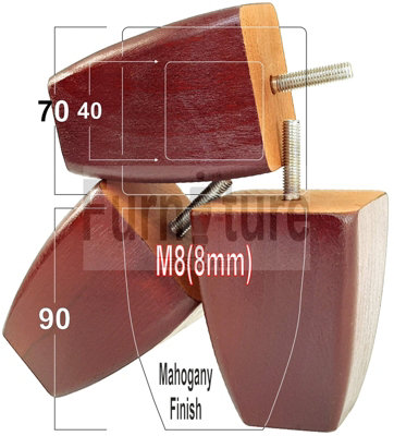 L&F 4X Solid Wooden Feet Replacement Furniture Legs 90mm Height  Sofas Chairs Stools M8 (8mm) Tsp2031 (Mahogany) from B&Q