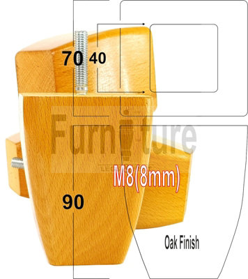 L&F 4X Solid Wooden Feet Replacement Furniture Legs 90mm Height  Sofas Chairs Stools M8 (8mm) Tsp2031 (Oak) from B&Q
