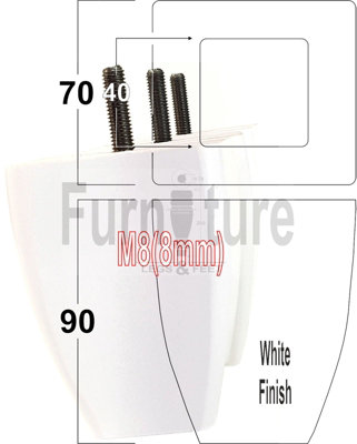 L&F 4X Solid Wooden Feet Replacement Furniture Legs 90mm Height  Sofas Chairs Stools M8(8mm) Tsp2031 (White) from B&Q