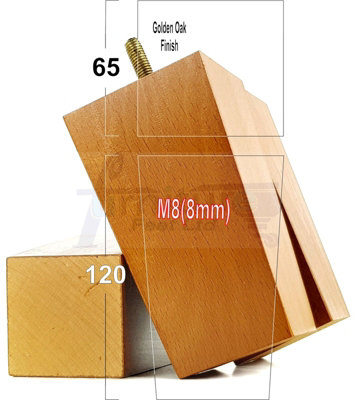 L&F 4X Wood Furniture Legs M8 120mm High Golden Oak Replacement Square Tapered Sofa Feet Stools Chairs Sofas Cabinets Beds Pkc147 from B&Q