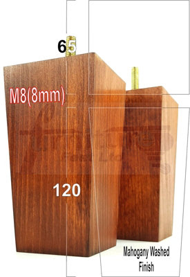 L&F 4X Wood Furniture Legs M8 120mm High Mahogany Wash Replacement Square Tapered Sofa Feet Stools Chairs Sofas Cabinets Beds Pkc147 from B&Q
