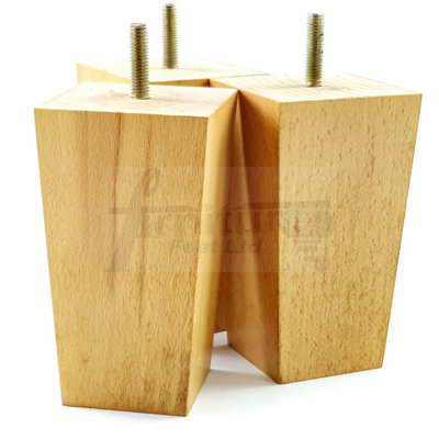 L&F 4X Wood Furniture Legs M8 120mm High Oak Wash Replacement Square Tapered Sofa Feet Stools Chairs Sofas Cabinets Beds Pkc147 from B&Q