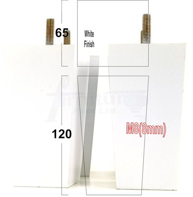 L&F 4X Wood Furniture Legs M8 120mm High White Replacement Square Tapered Sofa Feet Stools Chairs Sofas Cabinets Beds Pkc147 from B&Q