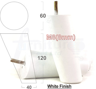 L&F Wood Furniture Feet 120mm High White Replacement Furniture Legs Set Of 4 Sofa Chair Stool M8 from B&Q