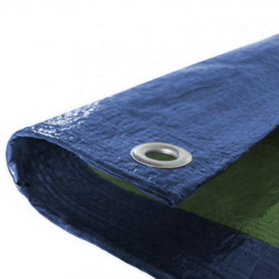 B&Q -  1.8M X 2.4M Blue/green Budget Waterproof Tarpaulin With Eyelets
