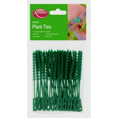 Ambador Adjustable Plastic Plant Ties Green (50 Pack / 5In) from B&Q