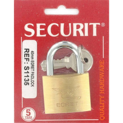 Securit Egret Cylinder Action Padlock Gold (40mm) from B&Q