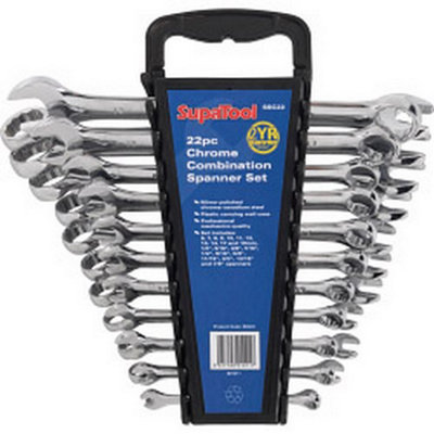 Supatool Chrome Combination Spanner Set (22 Piece Set) Silver (One Size) from B&Q