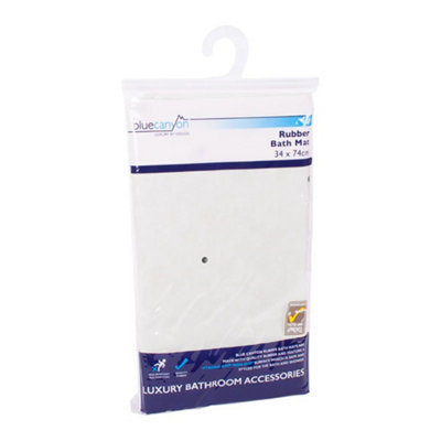 Blue Canyon Rubber Bath Mat White (34 X 74Cm) from B&Q