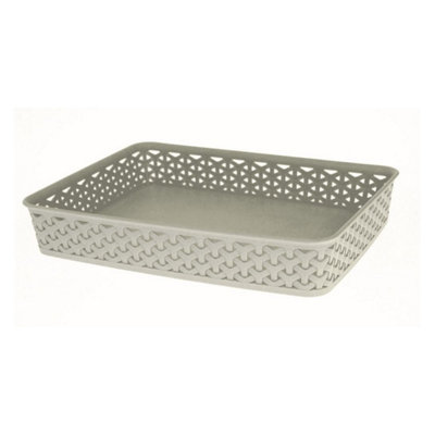 Curver Rattan A4 Wicker Storage Tray Grey (36 X 26 X 6Cm) from B&Q