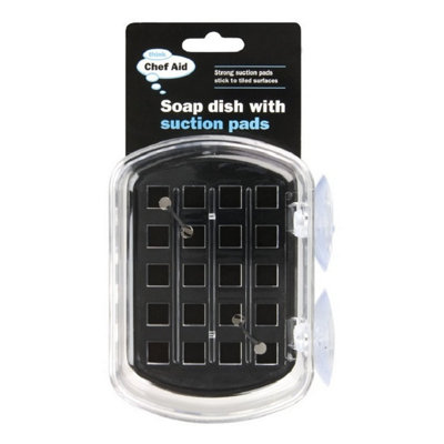 B&Q Chef Aid Soap Dish With Suction Pads (12.5 X 10 X 4.2Cm) Black