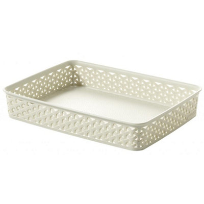 Curver Rattan A4 Wicker Storage Tray Vintage White (36 X 26 X 6Cm) from B&Q