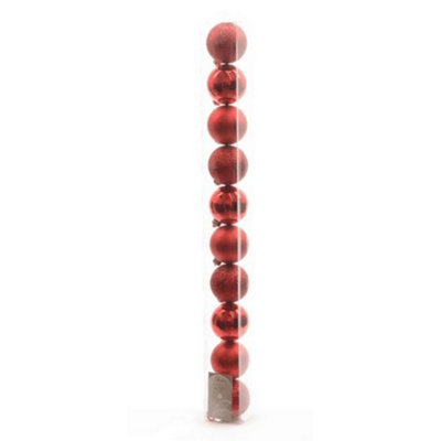 B&Q -  Plain Shatterproof Baubles (Pack Of 10) Red (Pack Of 10)