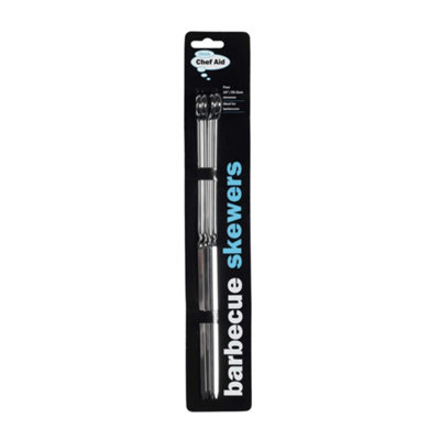 Chef Aid Metal Barbecue Skewers (Set Of 4) Silver (25.5Cm) from B&Q